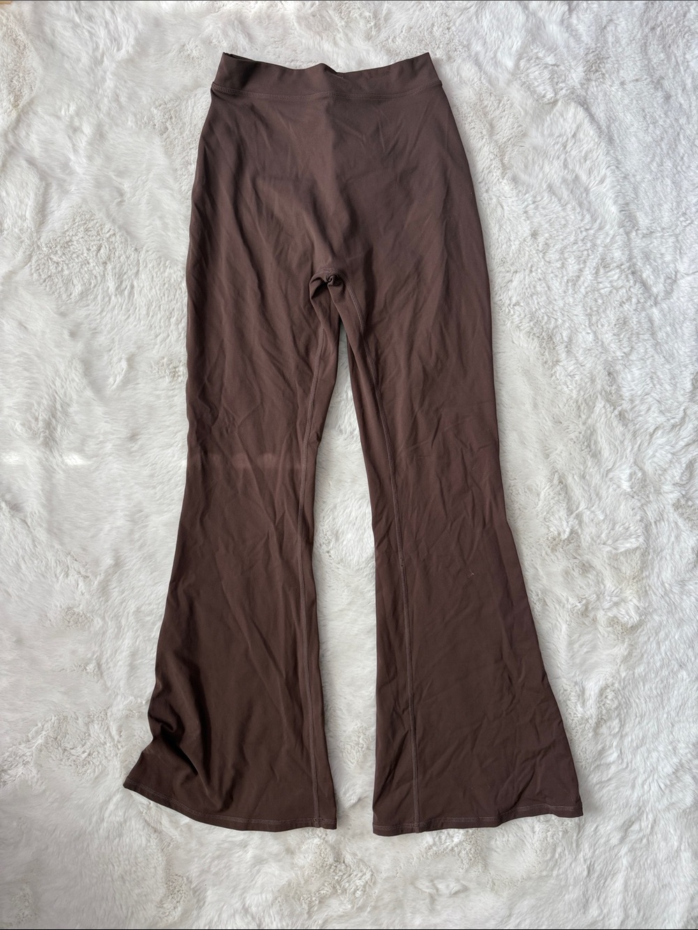 Women's Brown Flared Knit Leggings - Classic Stretch - Picture 1 of 3